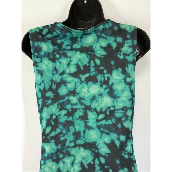 Topshop mesh ruched maxi dress in green tie dye size medium - Picture 10 of 11
